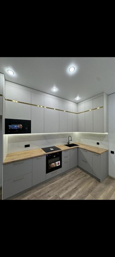 Sifarişlə mətbəx mebeli: Sifarişlə mətbəx dəsti, Özü çəkən petlələr, Sadə laminat, Kredit yoxdur, Pulsuz çatdırılma — 12