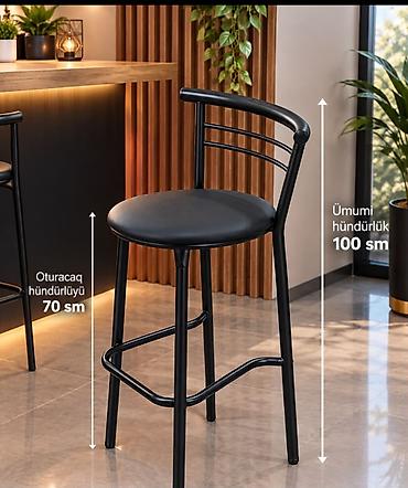 taburetkalar: Bar tabureti – müasir dizayn - Rəng: mat qara - Material: toz boyalı — 2