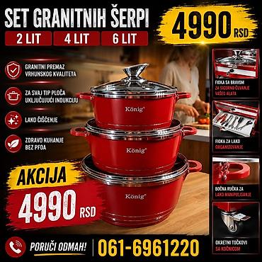 stilsko: Set granitnih šerpi König – 3 komada: 2 L, 4 L i 6 L. - Granitni — 1