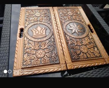 Şahmatlar: Əl işı taxta şahmat/nərd dəsti - Material: bərk ağac (əl oyması) - — 6