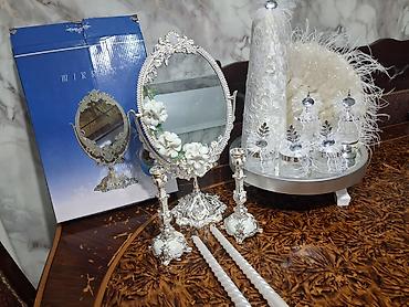a frame ev tikintisi: Gəlin-bəy üçün zərif nişan/toy dəsti - Güzgü: Oval formalı, gümüşü — 4