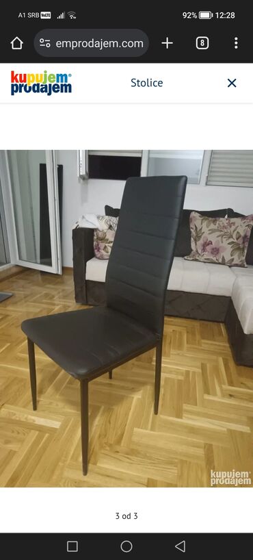 trpezarija: Trpezarijska stolica, bоја - Crna, Upotrebljenо