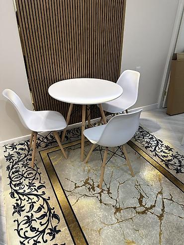study table: Комплект для кухни/столовой в сканди-стиле: круглый стол + 3 стула. - — 1