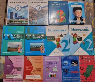 алгебра 9 класс 5 плюс: Книжки для школы по 200 сом, нижний ряд 70 сом и 1-2ч кырг и матем по