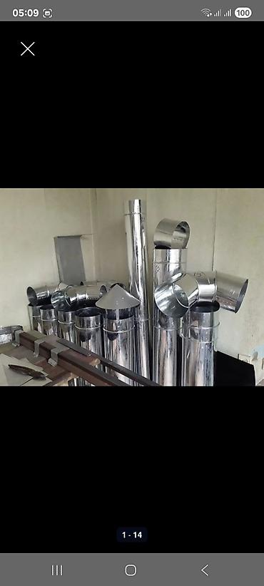 kamen peç: Hava çıxarışı və duman boruları – sinklənmiş metal Məhsul təsviri: - — 2