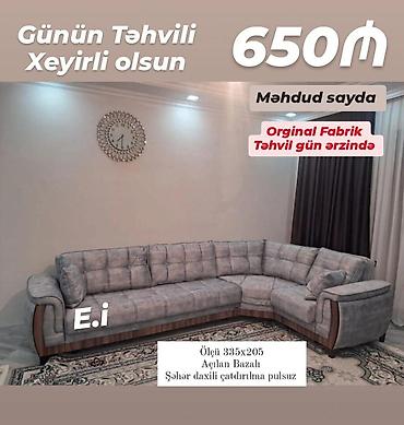 Bu künc divan boz rəngdədir və müasir dizaynı ilə seçilir. Yumşaq