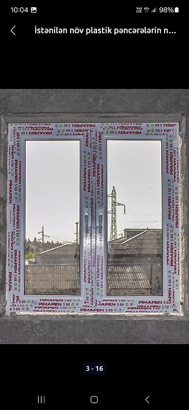 Plastik pəncərələr: Yeni İkiqat şüşə paketi Plastik pəncərə, Еni: 2 sm, Uzunluğu: 5 sm, Pulsuz quraşdırma — 32