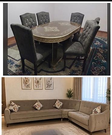Qonaq otağı üçün, İşlənmiş, Oval masa, 6 stul