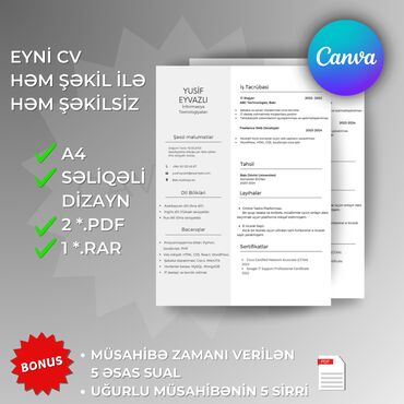 vetene aid sekil cekmek: Səliqəli Professional CV hazırlayıram. 2 ədəd Həm şəkilli həm