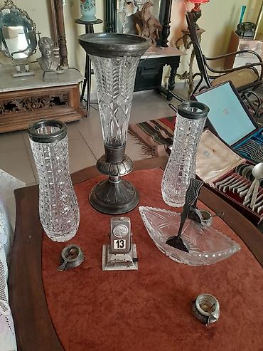 qədimi caydan: Antik büllur və metal aksessuar dəsti - 1 ədəd iri büllur vaza – — 3