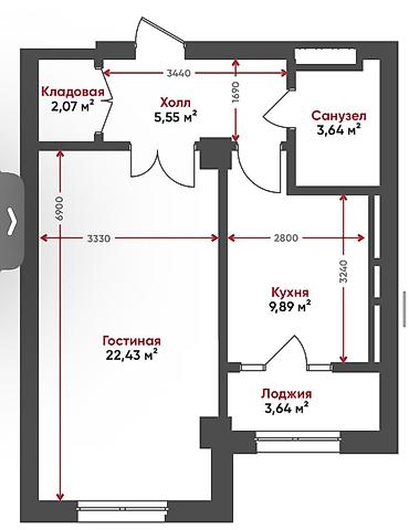 11: 1 комната, 47 м², Технопарк Элитка, 11 этаж, ПСО (под самоотделку) — 2