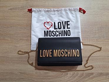 Torbe: Love Moschino crna original torbica s lančićem Prelepa crna elegantna — 1