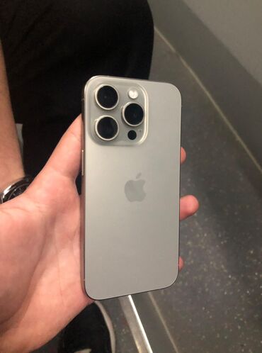 Apple iPhone: IPhone 15 Pro, 256 GB, Natural Titanium, Zəmanət, Simsiz şarj, Face ID