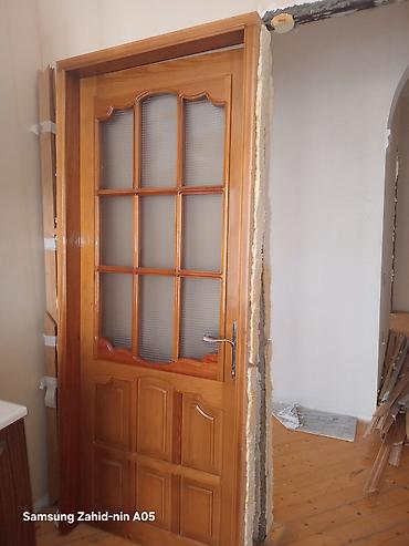 qapi taxta: Taxta otaq qapısı – şüşəli, klassik dizayn - Material: təbii ağac — 3