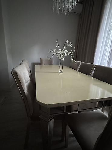 Mebel: Qonaq otağı üçün, İşlənmiş, Açılmayan, Dördbucaq masa, 8 stul — 4