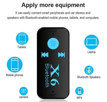 Audio oprema za auto: Bluetooth X6 audio prijemnik sa ugrađenim mikrofonom - Pretvara bilo — 4
