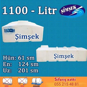 yağmur su çənləri: Bak, Plastik, 1100 l, Yeni, Ünvandan götürmə, Pulsuz çatdırılma, Ödənişli çatdırılma