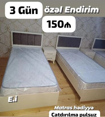 Çarpayılar: Təknəfərlik çarpayı, Bazasız, Matras ilə, Siyirməsiz — 10