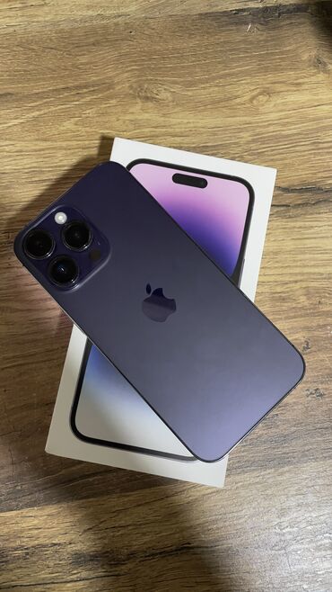 Apple iPhone: IPhone 14 Pro Max, Б/у, 256 ГБ, Deep Purple, Защитное стекло, Кабель, Коробка, 86 %