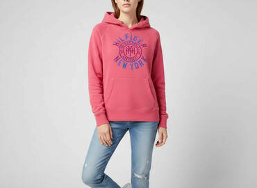 bluzy z fajnymi napisami: Hilfiger Denim, Кофта з каптуром жіноча, розмір S