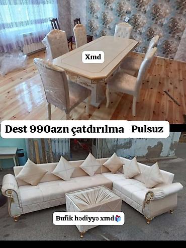 Klassik üslubda mebel dəsti - Yemək masası və 6 ədəd stul: Krem rəng lalafo.az -da Klassik üslubda mebel dəsti - Yemək masası və 6 ədəd stul: Krem rəng