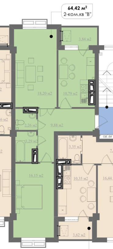 дом сокулук квартира: 2 комнаты, 64 м², Элитка, 4 этаж, ПСО (под самоотделку)