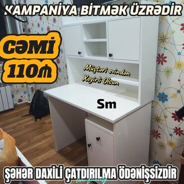 стол в кухню: *Hazır elde olan yazı masalari* Rəng /krem Ağ Ölçü 90/ 140/50 🚛Şəhər