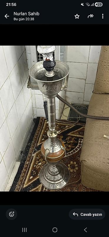 Şişə (nərgil) komplekti - Klassik dizaynlı, metal gövdə və qab