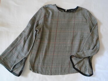 košulje s puf rukavima: Zara, XS (EU 34), Plaid, color - Grey