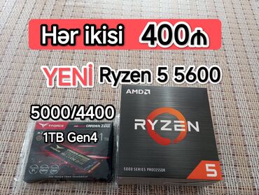 amd ryzen 5 3600 qiymet: Prosessor AMD Ryzen 5 5600, > 4 GHz, 6 nüvə, Yeni