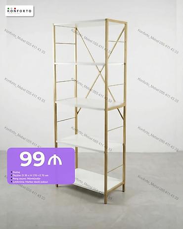 Metall karkaslı açıq stellaj - Ölçülər: Dərinlik 35 sm × Hündürlük