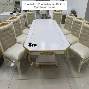 Masa və oturacaq dəstləri: Qonaq otağı üçün, Yeni, 6 stul — 2