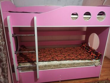 детская кровать для новорожденных: Балдар үчүн эки ярустуу, ЛДСП, түсү - Кызгылт