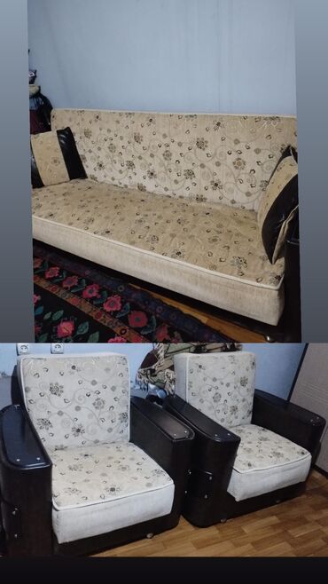 kuxna üçün divan: Б/у, Классический диван, 2 кресла, Диван, С подъемным механизмом, Раскладной