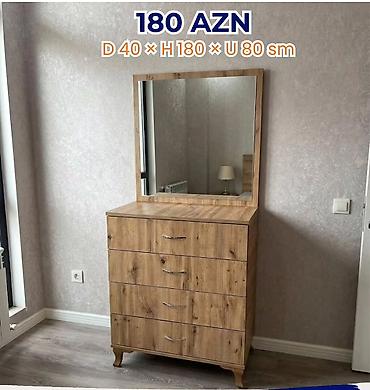 guzgu aləmi: Tualet masası və komod dəsti - Material: təbii ağac teksturalı — 1