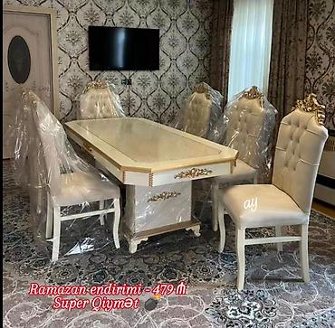 stolustu nabor: *Masa desti* *stol stul* Masa ölçü 93×200 + 6 ədəd oturacaq 🎨 Rəng — 1