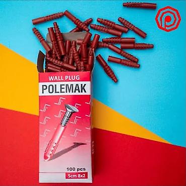 drel şurup bağlayan: POLEMAK Wall Plug – divar üçün dübellər - Qutu: 100 ədəd - Ölçü: 5 — 1