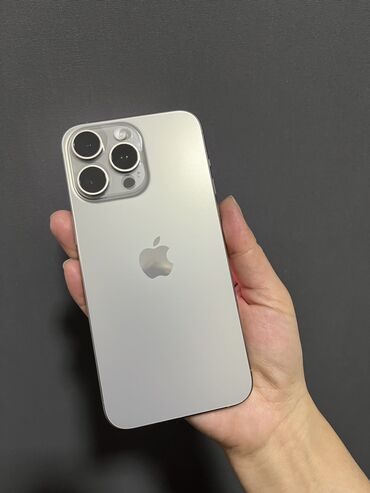 Apple iPhone: IPhone 15 Pro Max, Б/у, 256 ГБ, Natural Titanium, Зарядное устройство, Защитное стекло, Чехол, 99 %