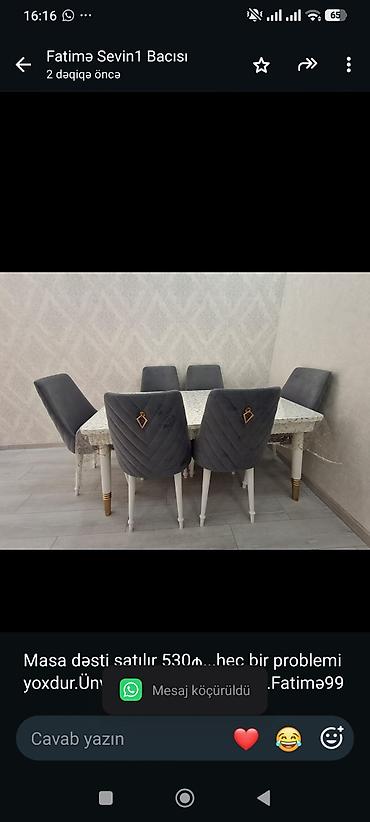 Masa dəsti satılır 530₼. heç bir problemi yoxdur.Ünvan Saray lalafo.az -da Masa dəsti satılır 530₼. heç bir problemi yoxdur.Ünvan Saray
