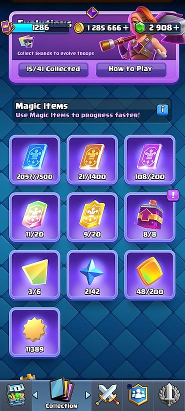 Kolleksiya kartları: Clash Royale oyun hesabı salam aleykum hesab normal hesabdı içinde 15 — 3