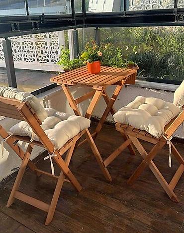 круглый стол: Balkon masasıBalkon, mətbəx, səyahət, dəniz və s. üçün qatlanan dəst — 1