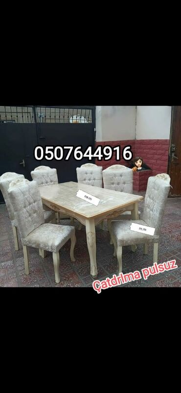 Masa və oturacaq dəstləri: Qonaq otağı üçün, Yeni, Açılmayan, Dördbucaq masa, 6 stul -da lalafo.az — 7 Masa və oturacaq dəstləri: Qonaq otağı üçün, Yeni, Açılmayan, Dördbucaq masa, 6 stul — 7