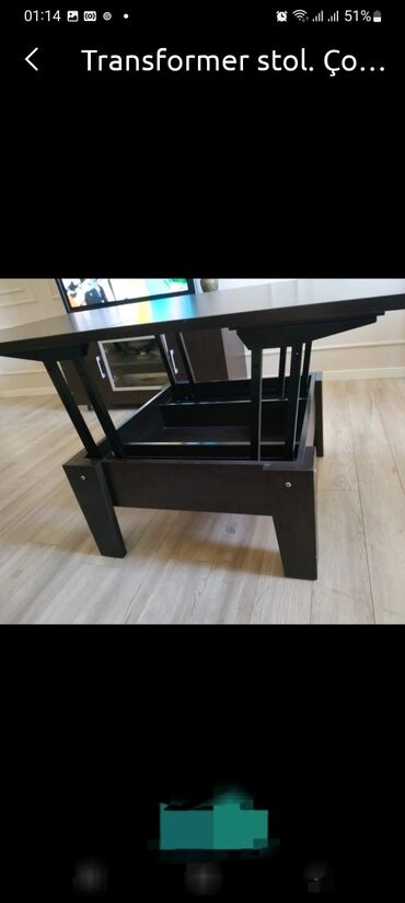 transformer stol: Qonaq masası, İşlənmiş, Transformer, Dördbucaq masa, Türkiyə