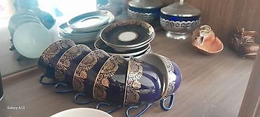 Çay dəsti, rəng - Göy, Farfor