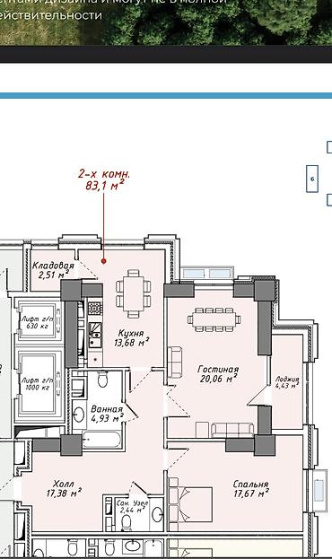 1600: 2 комнаты, 83 м², Асанбай мкр Элитка, 13 этаж, ПСО (под самоотделку) — 3