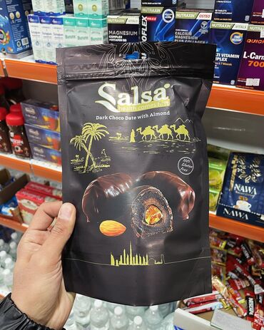 Сухофрукты, орехи, снеки: Salsa – Миндал жана Кара Шоколад менен Финиктер 🍫✨ Даамы: Биринчи