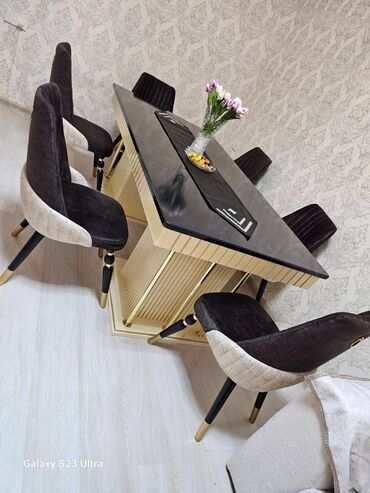 usaq ucun stol stul: Для гостиной, Прямоугольный стол, 6 стульев