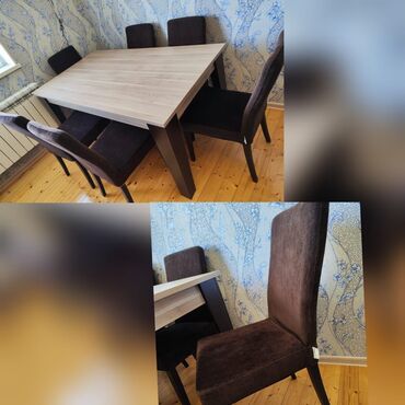 Yataq otağı dəstləri: Qonaq otağı üçün, İşlənmiş, Açılan, Dördbucaq masa, 6 stul