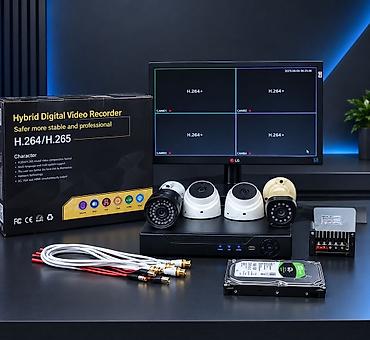 ssd har disk: Monitor DVR 4 çıxışlidir Telefondan izləmə 4 ədəd kamera Gunduz gecə — 1