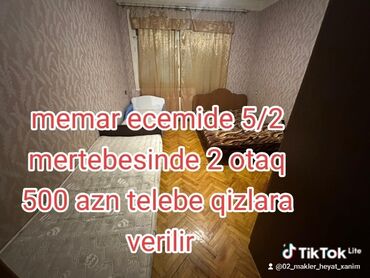 Günlük kirayə mənzillər: Memar ecemi metrosuna yaxin 5/3 mertebesinde 2 otaqli ev 450 azn ev